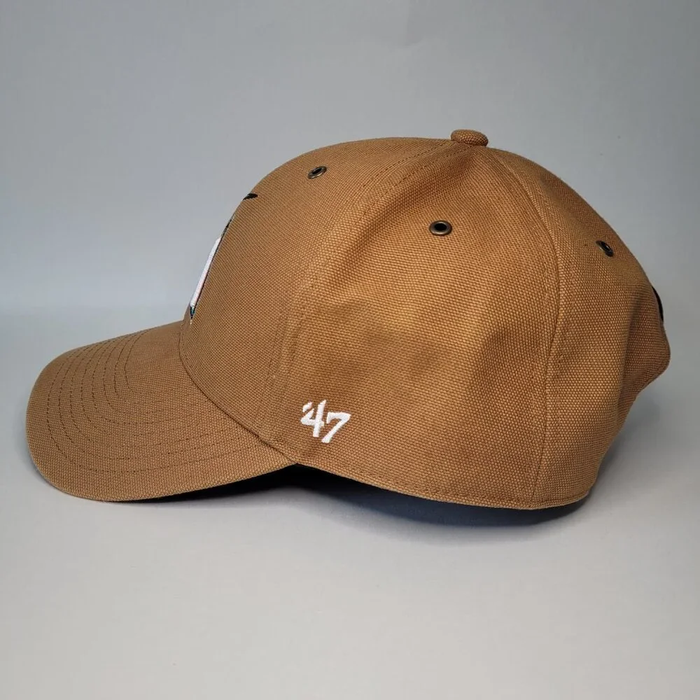 47 Brand Miami Marlins Hat Carhartt x '47 Mens Brown Adjustable Cap MLB Baseball - Picture 2 of 14